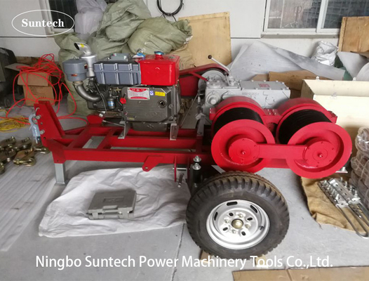 Máy tời kéo cáp chạy bằng động cơ diesel trong xây dựng điện tháp