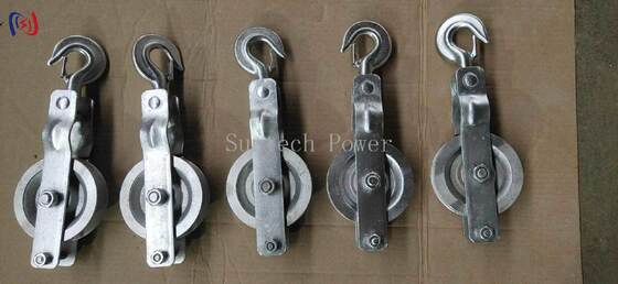 Ròng rọc đơn chuyên nghiệp với tải trọng định mức 5-20KN và ròng rọc nhôm để kéo dây dẫn trên không