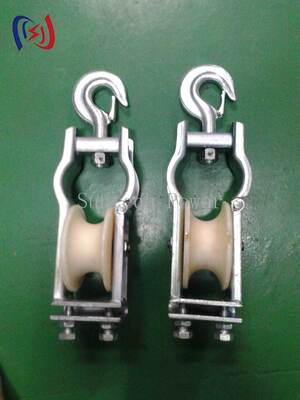 Các loại chuyên nghiệp ngồi và treo loại sử dụng kép Stringing Block với tải trọng 5-20KN và kích thước Sheave 80x50mm cho lắp đặt đường dây trên không