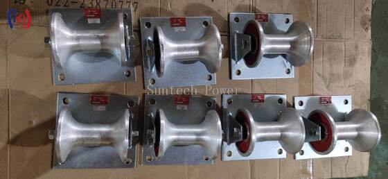 Con lăn đất cáp chịu tải định mức 5KN với giá đỡ bằng nhôm đúc để kéo cáp di động nhẹ